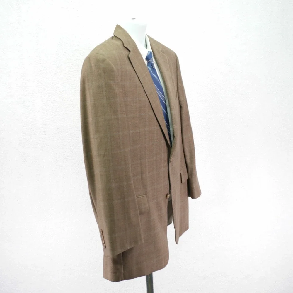 Jack Victor Wool Brown Sharkskin With‎ Blue Windowpane Blazer 40R Valutowood SPJ
